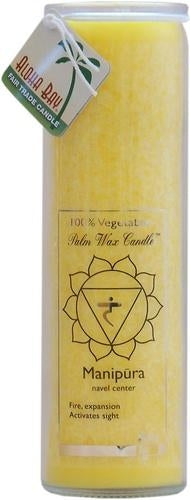 Candle Pillars, Chakra Jar 16oz. Yellow Unscented Protection Manioura candle
