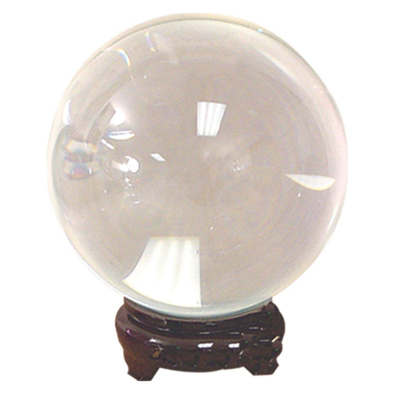 Crystal Ball, Clear 130MM (5.1") diameter w/Wooden Stand