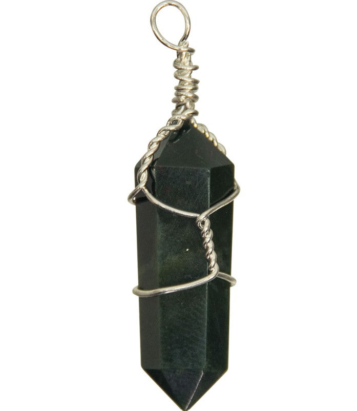 Pendant, Bloodstone Wire wrapped point