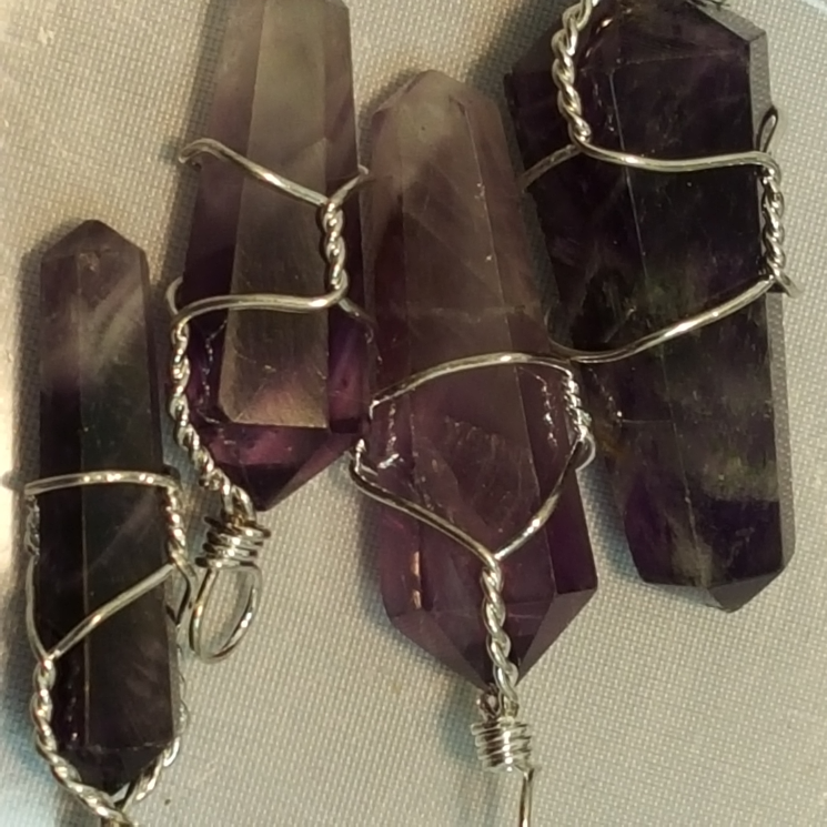 Pendant, Amethyst Wire Wrap