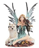 Fairy Sitting w-Wolf & Eagle  8in. H