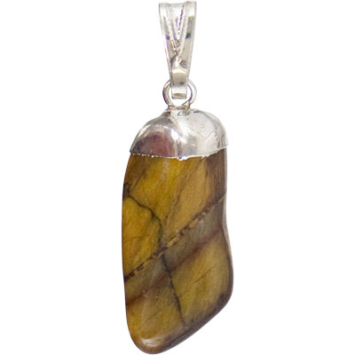 Pendant, Tigereye/Gold Tumbled