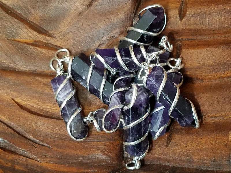 Pendant, Spiral Wrapped Amethy
