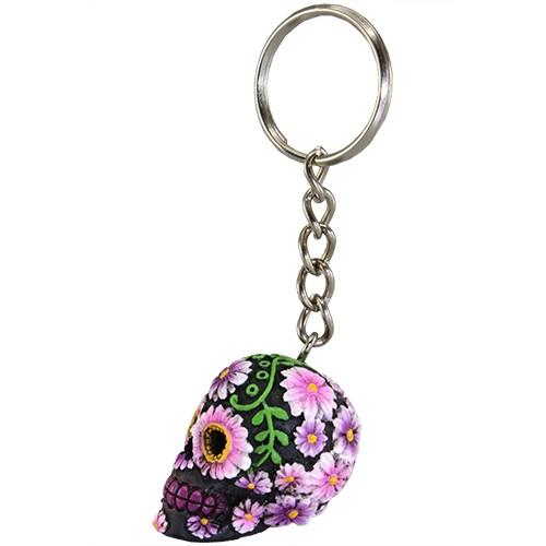 Keychain, Sugar Skull Purple D