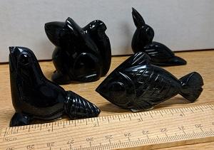 Stone, Carved Animals, Obsidia