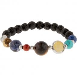 Bracelet, Solar System w-Gemstones and Lava Beads