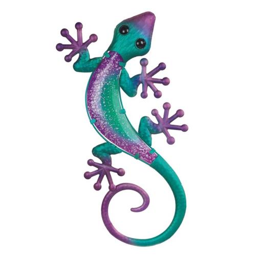 Lizard Wall Hanger, Bluue & Purple Metal 23in.