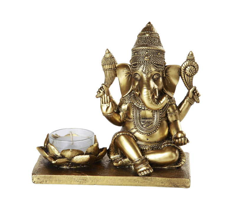 Gold Ganesha Candle Holder