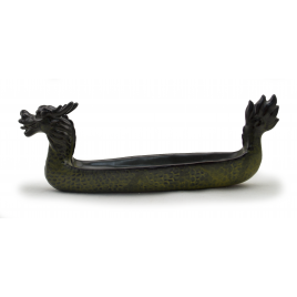 Incense Holder, Dragon boat- Brown Ceramic