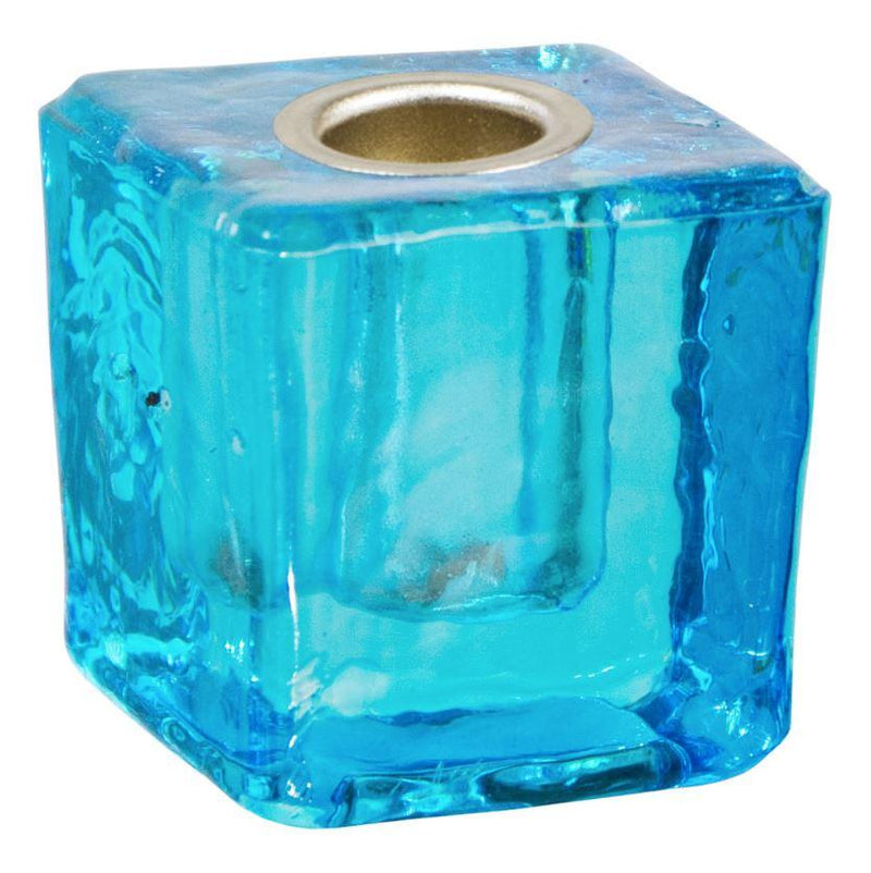 Candle Holder, Mini Glass Cube w/Metal Insert - ForHeavenSake