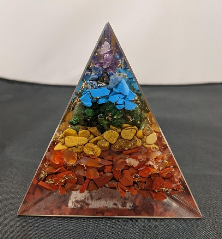 Orgonite Pyramid 3-Sided/Triangle with Chakra Stones