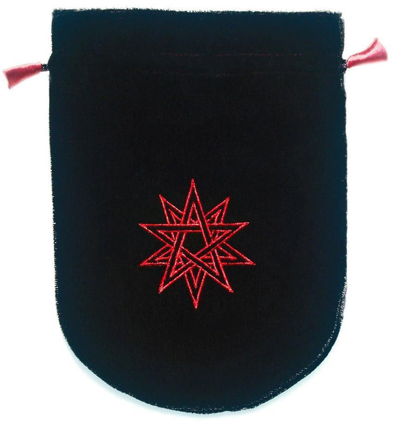 Pouch, Velvet 6 x 8 Double Pentagram Tarot Bag - Black w/red design