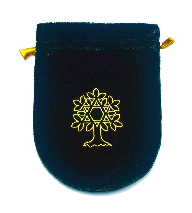 Pouch, Velvet 6 x 8 Tree of Life - Green w/Gold satin lining