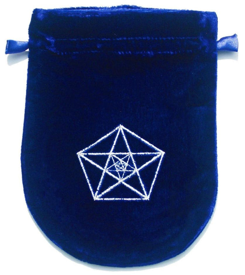 Pouch, Velvet 6 x 8 Triple Pentagram Tarot Bag - Blue w/blue satin lining