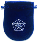 Pouch, Velvet 6 x 8 Triple Pentagram Tarot Bag - Blue w/blue satin lining