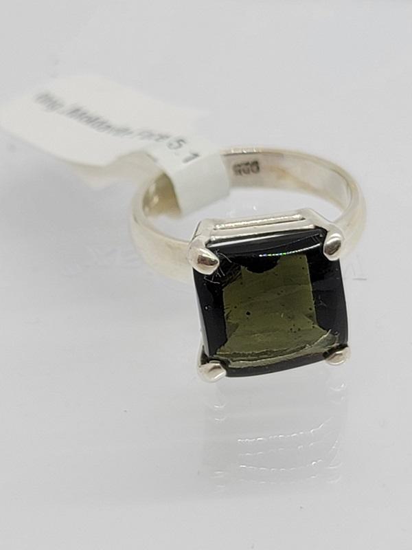 Ring, Moldavite Faceted/Polished Cab Extra Quality - ForHeavenSake