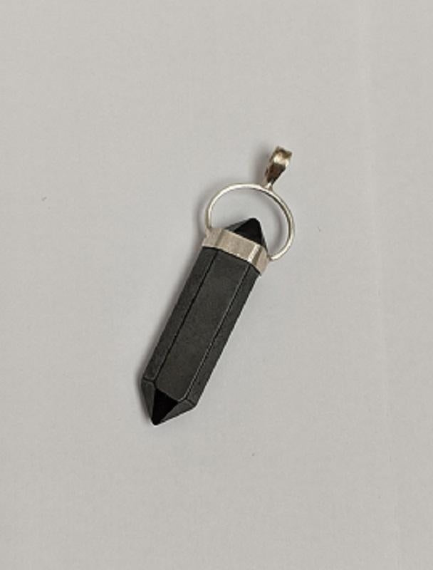 Shungite Double Terminated Point set in Sterling Silver Pendant