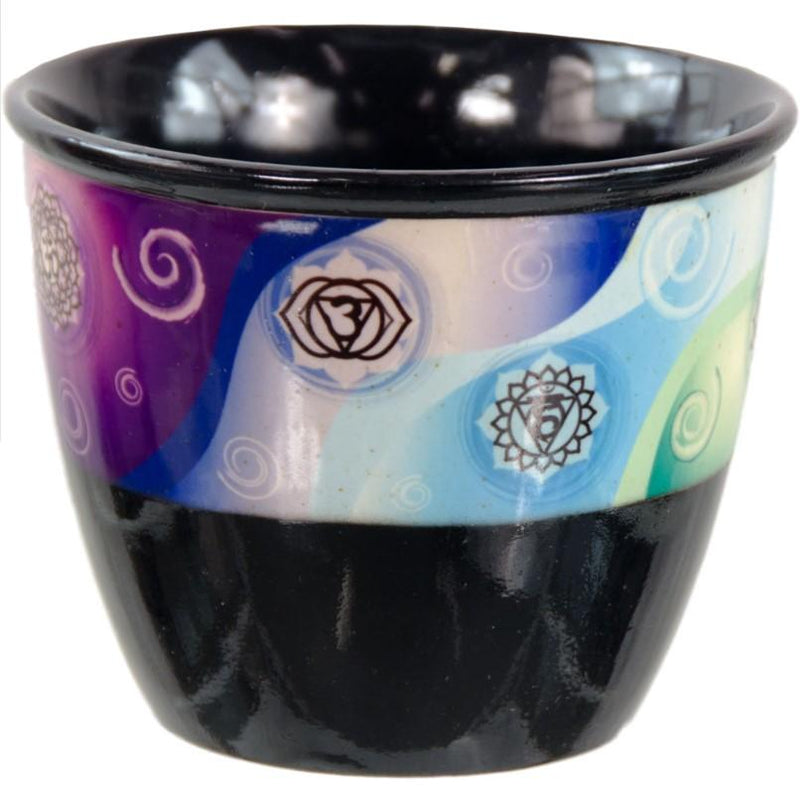 Smudge Pot, Chakra Ceramic Incense holder - Black
