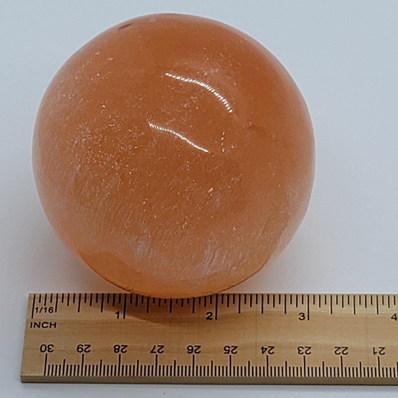 Sphere, Selenite/Orange 3in. from Morocco - ForHeavenSake