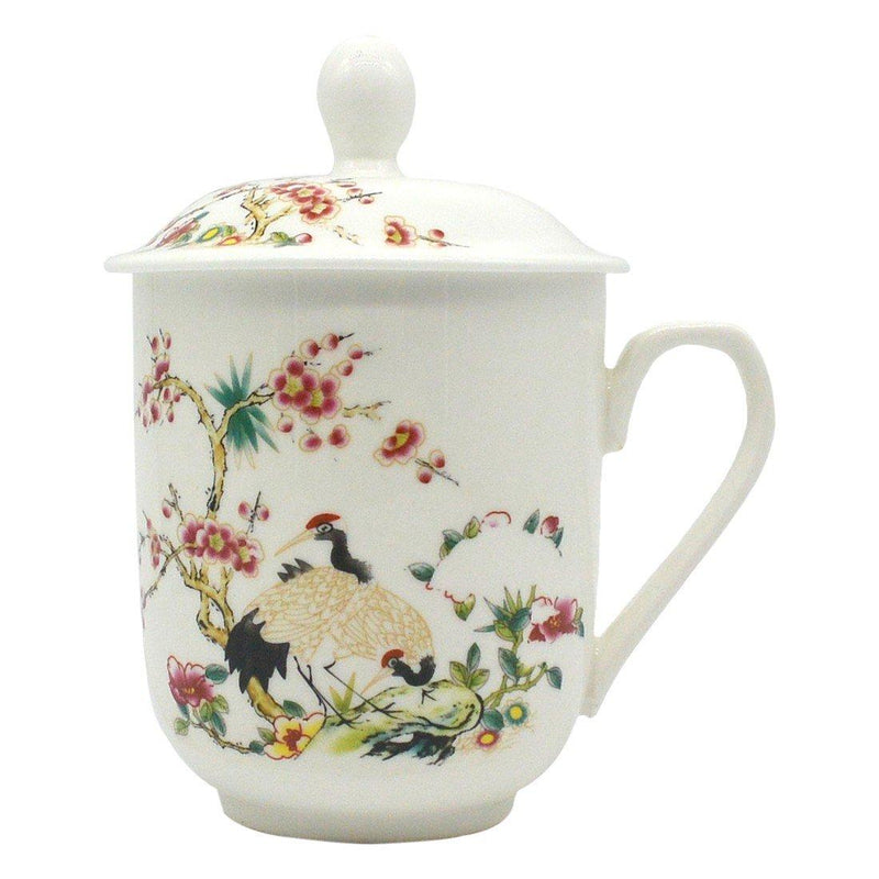 Tea Cup, Floral and Birds w/ Lid - ForHeavenSake