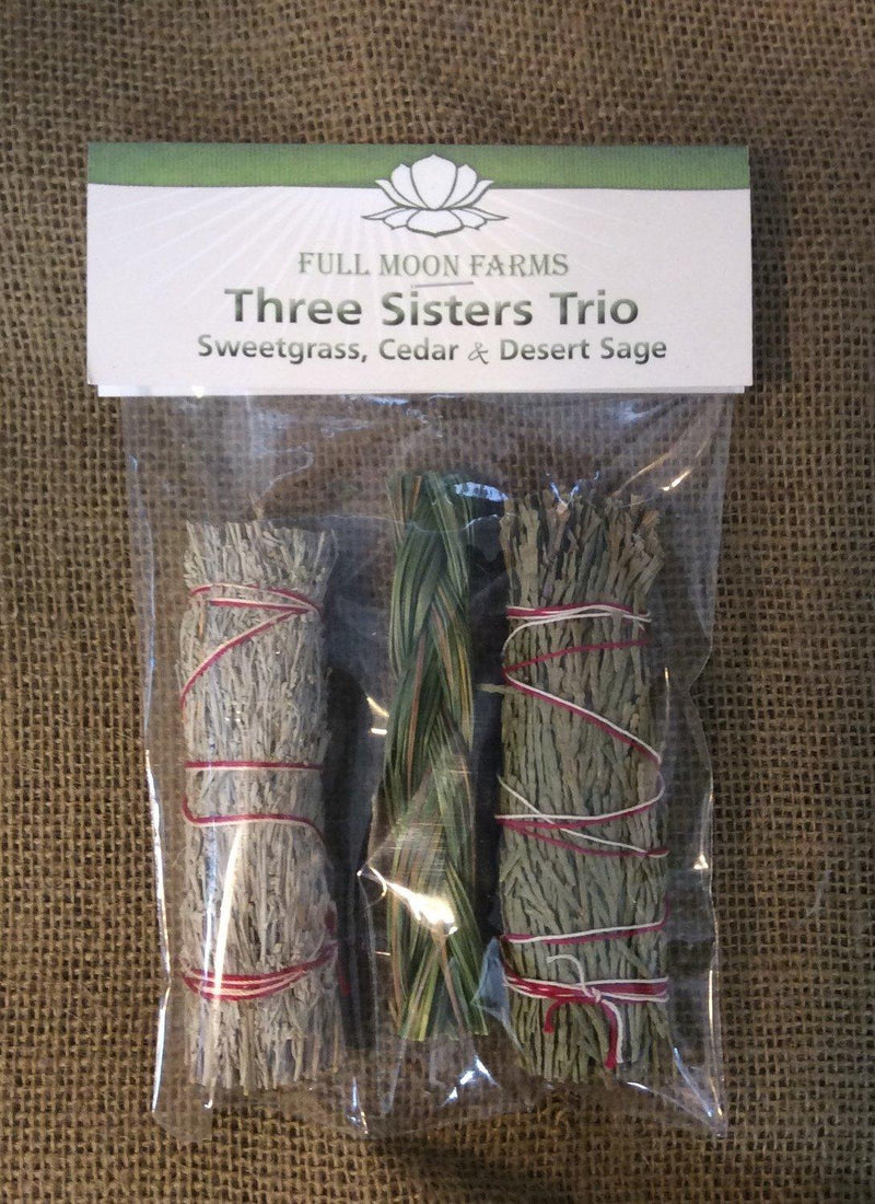 Three Sisters Wands - Sweetgrass, Cedar, Desert Sage
