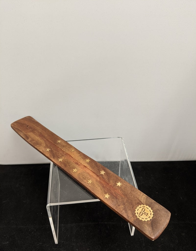 Incense Holder, Sled w/Brass Inlay Wood Tray