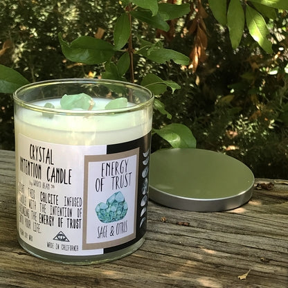 Candle, 11oz. Jar Vegan Soy Wax Gemstone with tin lid
