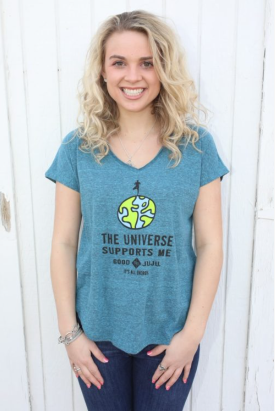 T-Shirt, The Universe Supports Me Turquoise - ForHeavenSake